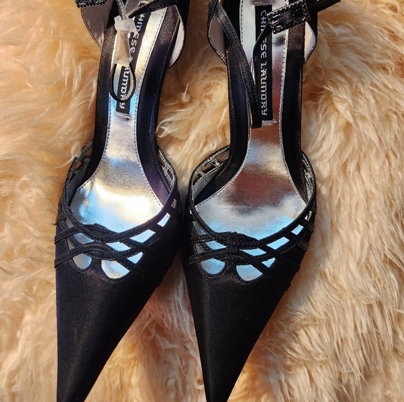 Chinese Laundry Shoes - Chinese Laundry Blaze Women's Satin Stilettos w/ Straps Black